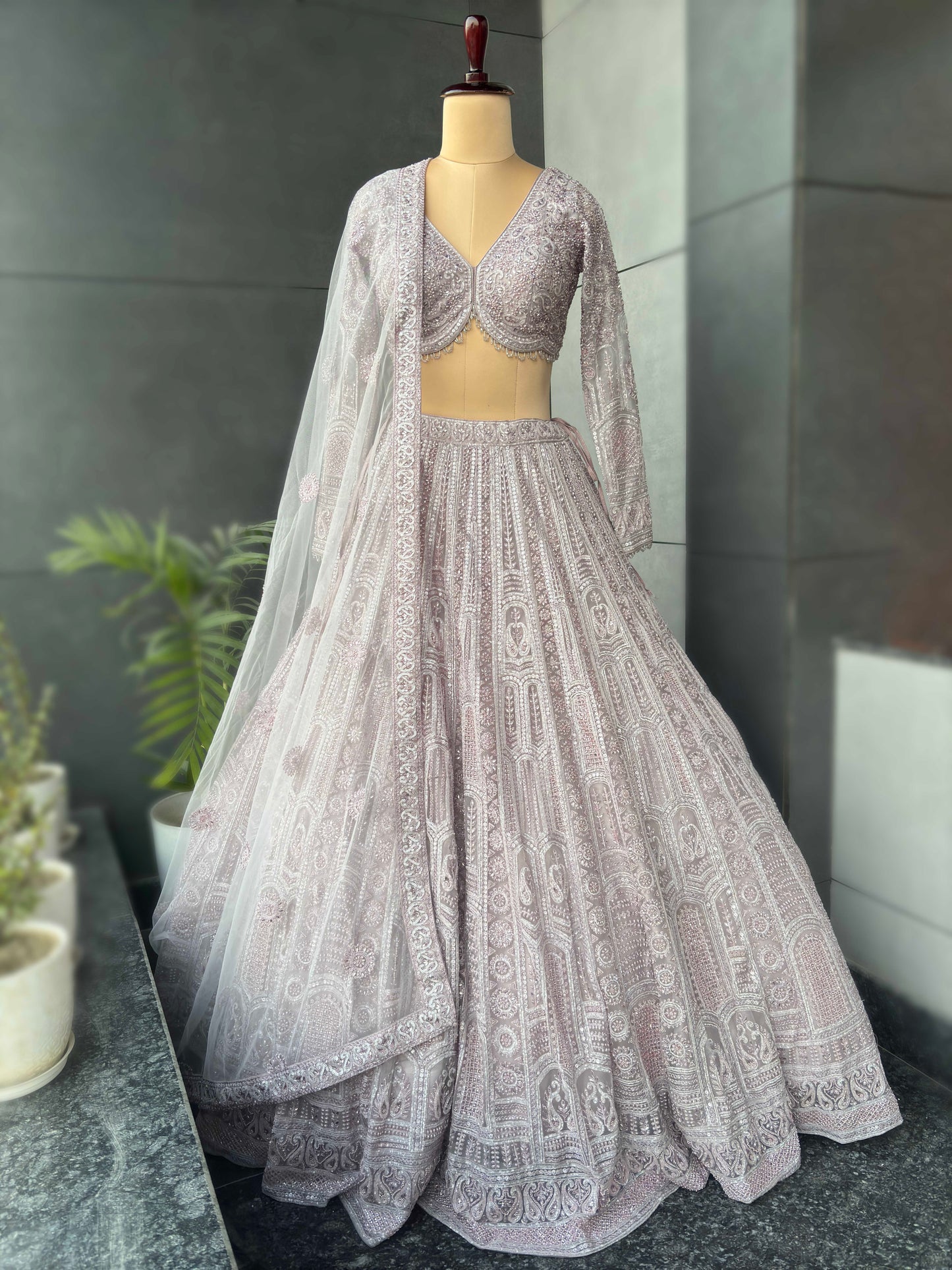 Dusty Rose Intricate Embroidered Non Bridal Lehenga Set