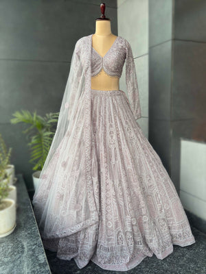 Dusty Rose Intricate Embroidered Non Bridal Lehenga Set