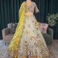 Pastel Green Silk Embroidered Lehenga with Yellow Organza Dupatta