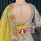 Pastel Green Silk Embroidered Lehenga with Yellow Organza Dupatta