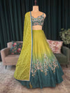 Multi-Colour Silk Lehenga with Zari Pearl & Sequins Work