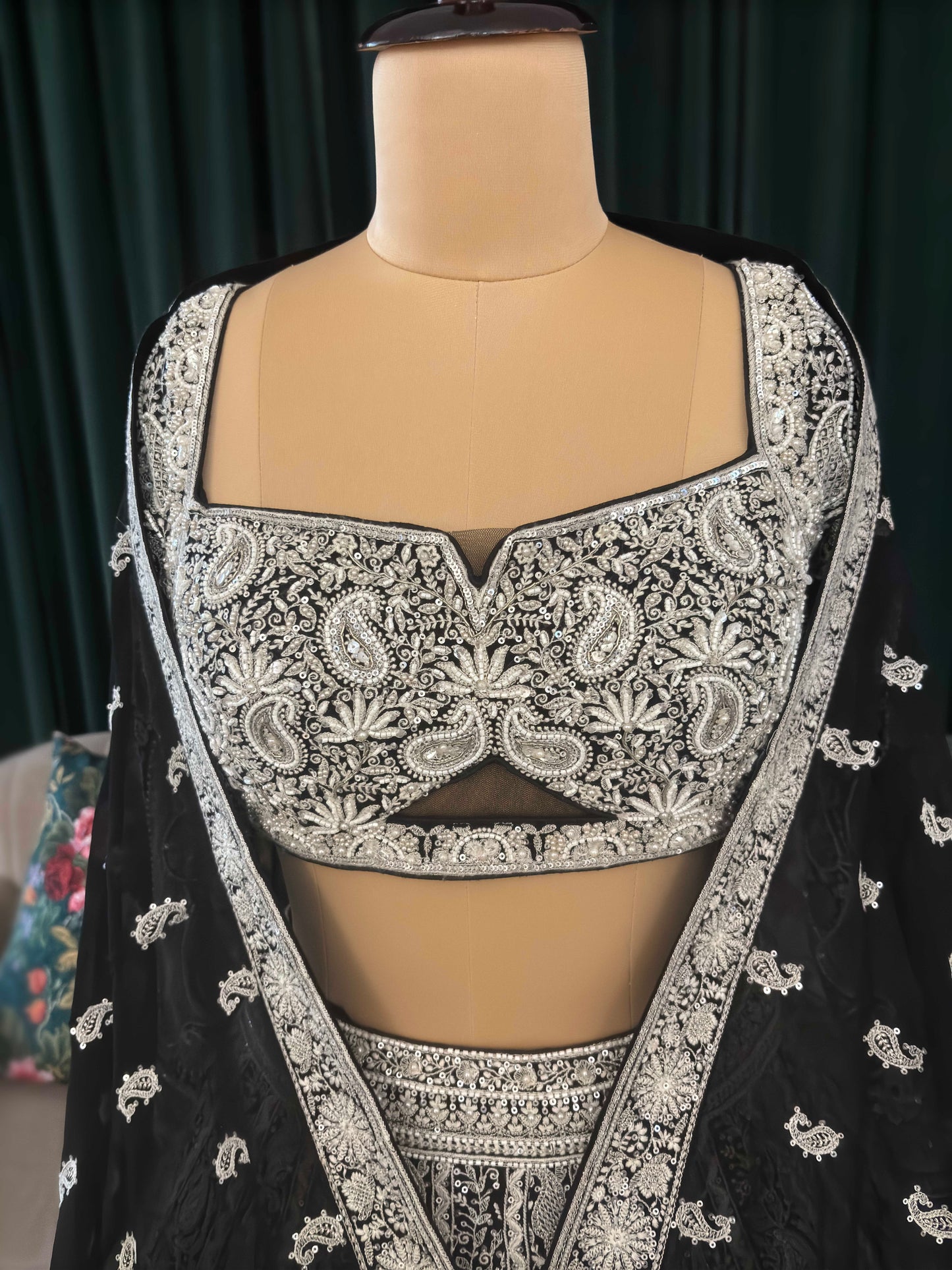 Black Heavy Embroidered Non-Bridal Lehenga with Dupatta