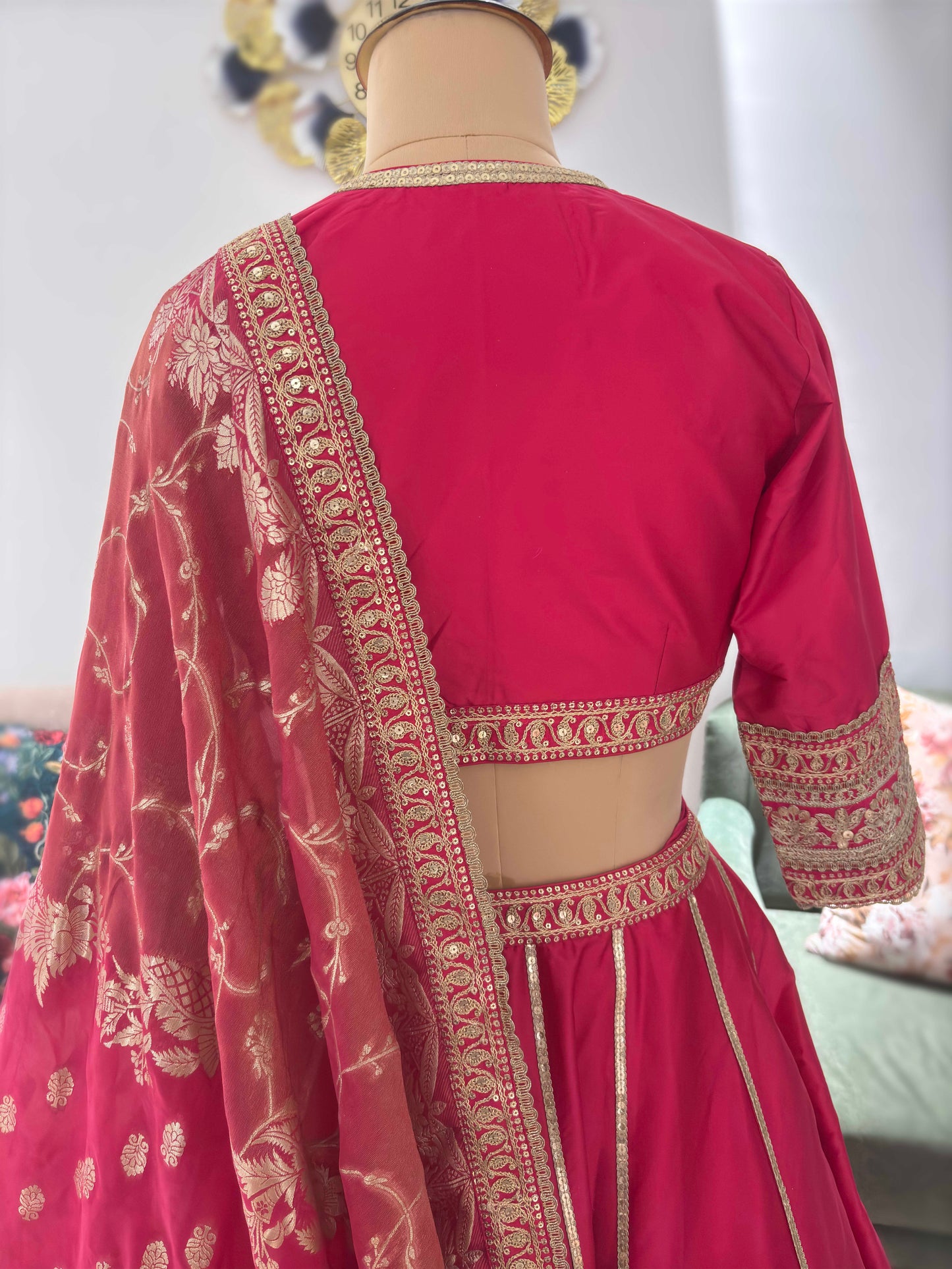 Silk Designer Rani Colour Lehenga with Zari & Sequins Work