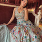 Powder Blue Floral Embroidered Lehenga with Mirror Work & Net Dupatta