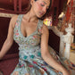 Powder Blue Floral Embroidered Lehenga with Mirror Work & Net Dupatta