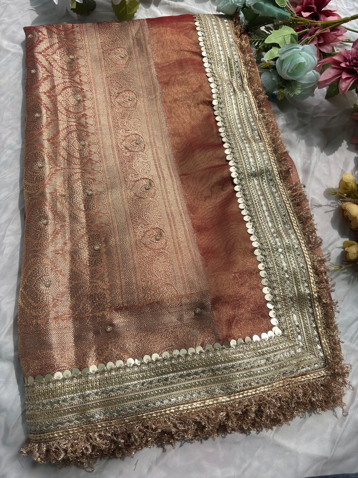 Grand Saree with Handcrafted Royal Elephant Zardozi & Bead Embroidery