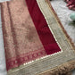 Red Saree with Handcrafted Royal Elephant Zardozi & Bead Embroidery