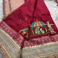 Red Saree with Handcrafted Royal Elephant Zardozi & Bead Embroidery
