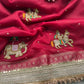 Red Saree with Handcrafted Royal Elephant Zardozi & Bead Embroidery