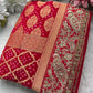 Saree with Heavy Zardozi Peacock & Floral Embroidery Border | Gold Zari Boota Weave