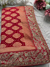 Saree with Heavy Zardozi Peacock & Floral Embroidery Border | Gold Zari Boota Weave
