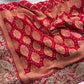 Saree with Heavy Zardozi Peacock & Floral Embroidery Border | Gold Zari Boota Weave