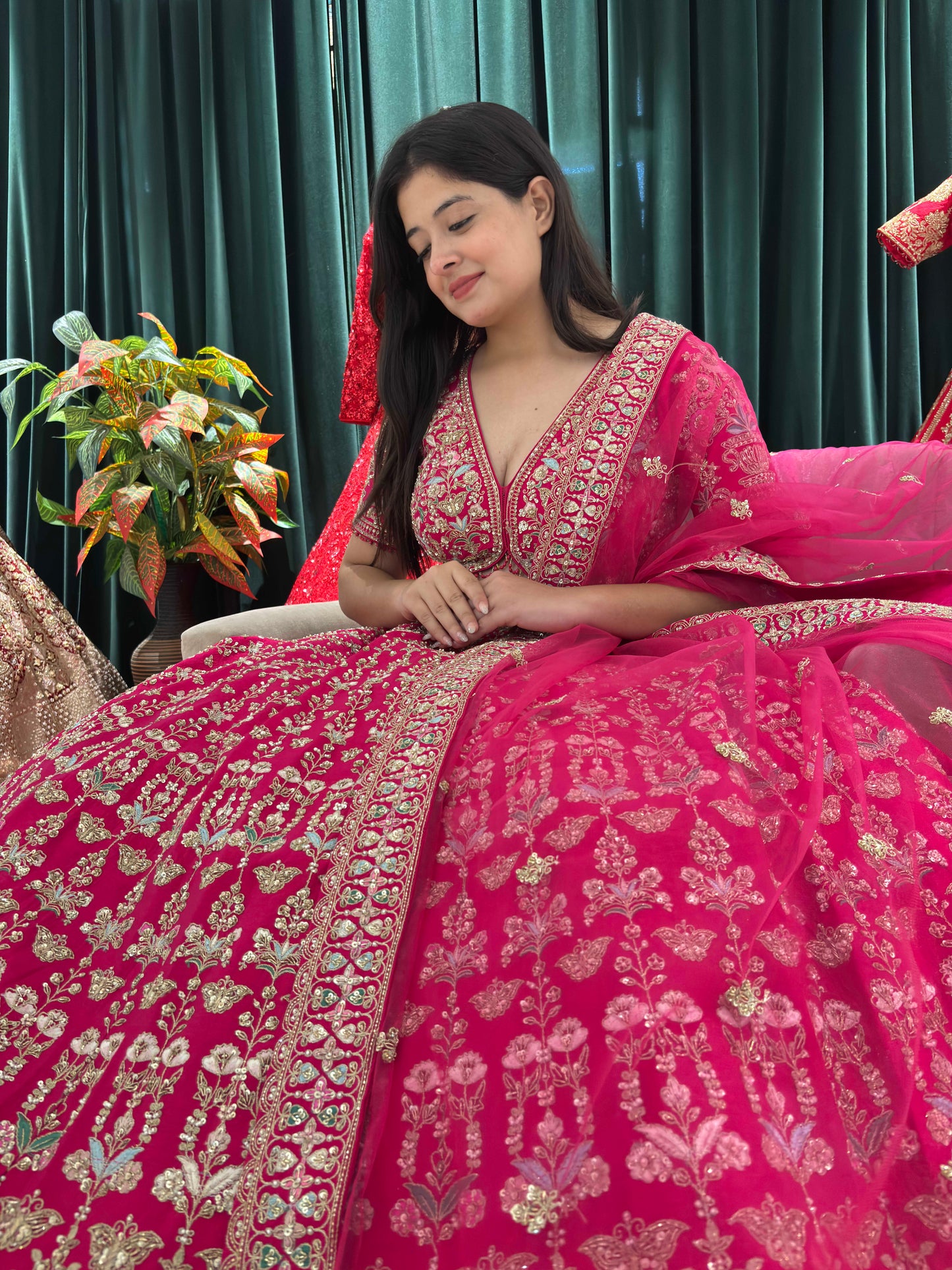 Grand Bridal Lehenga Gold Embroidery and Opulent Motif Work