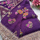Saree with Multicolour Meenakari Floral Jaal Weave & Heavy Pearl Zardozi Border
