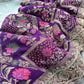 Saree with Multicolour Meenakari Floral Jaal Weave & Heavy Pearl Zardozi Border