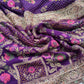Saree with Multicolour Meenakari Floral Jaal Weave & Heavy Pearl Zardozi Border