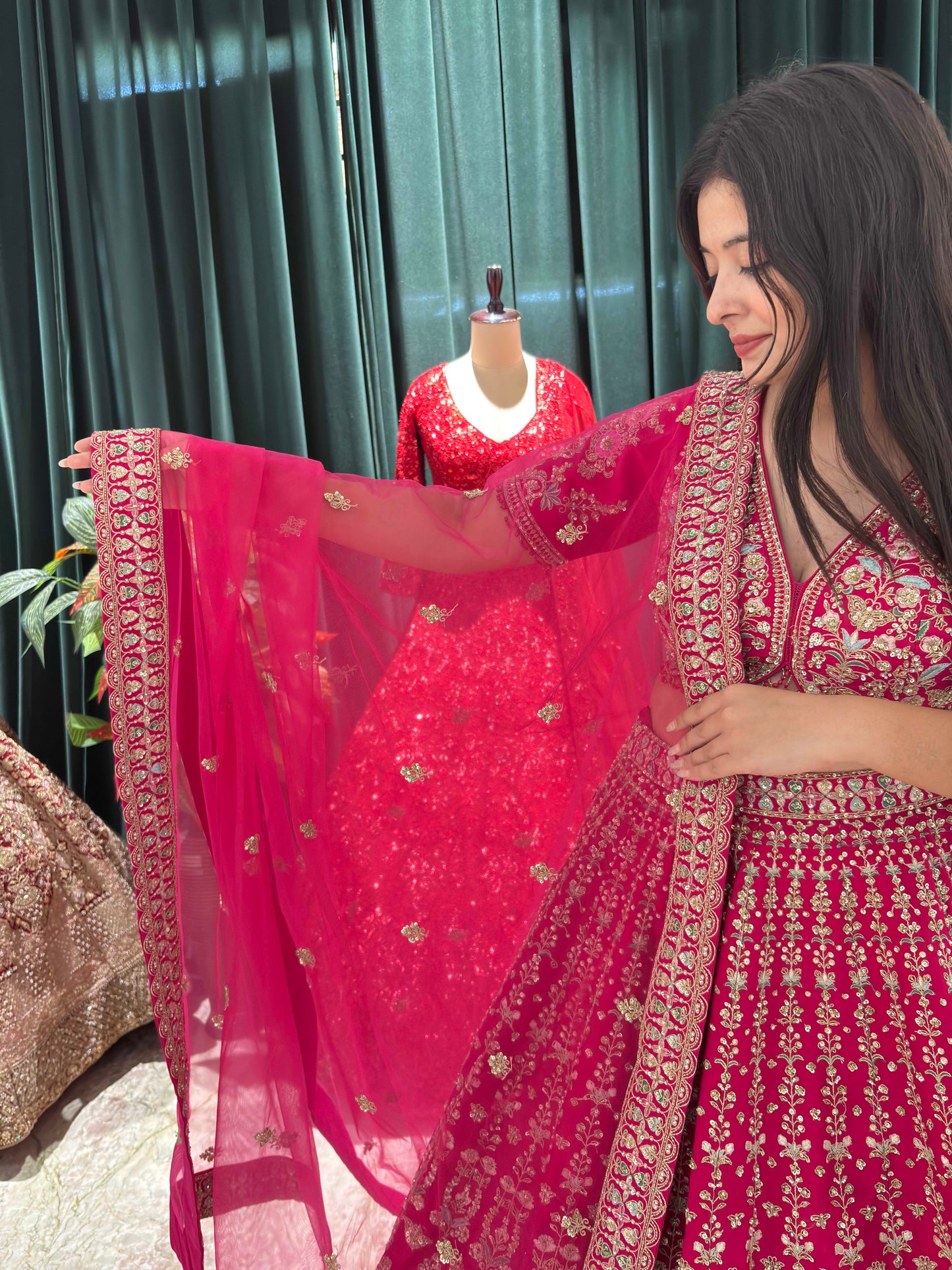 Grand Bridal Lehenga Gold Embroidery and Opulent Motif Work