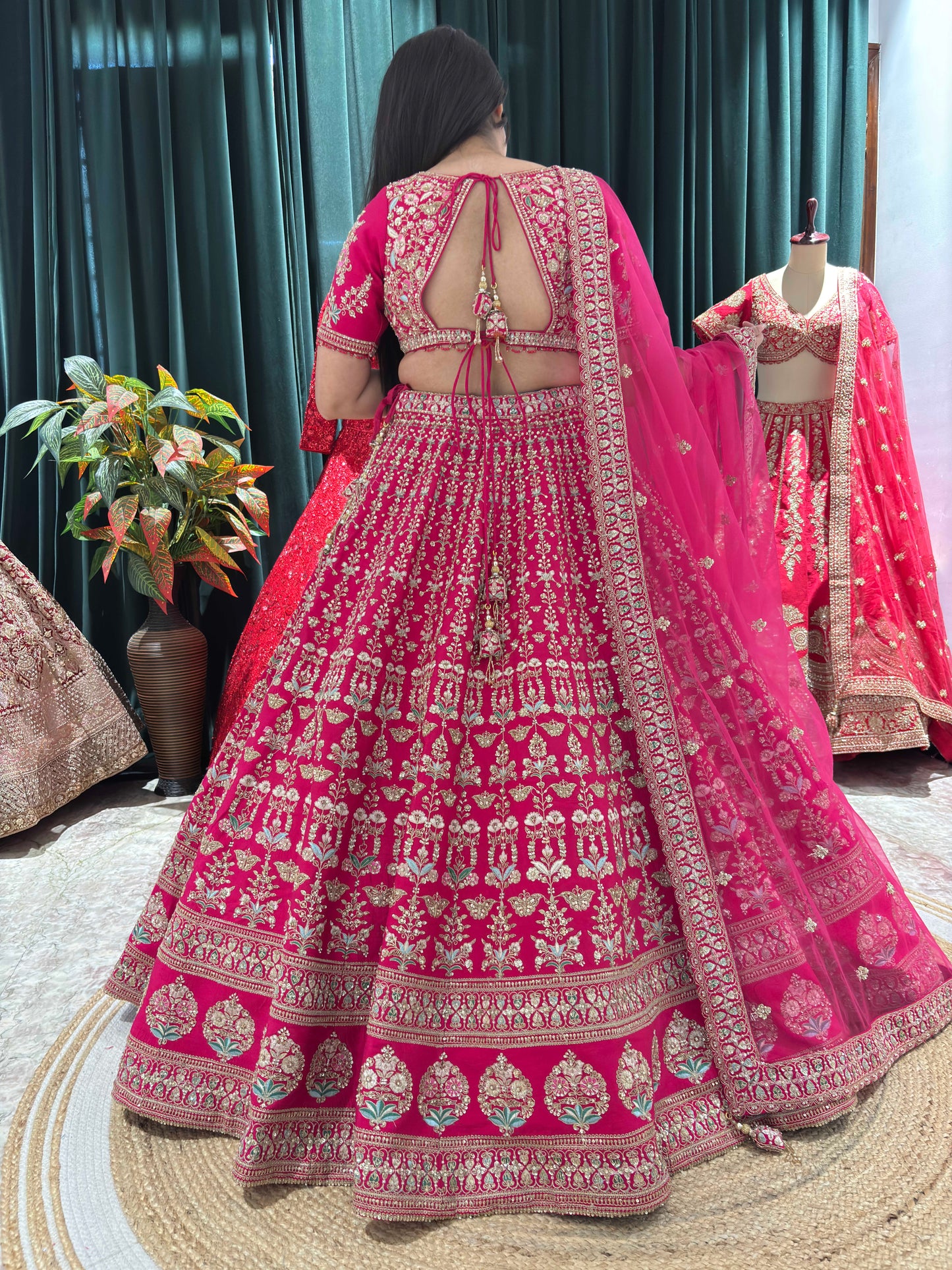 Grand Bridal Lehenga Gold Embroidery and Opulent Motif Work