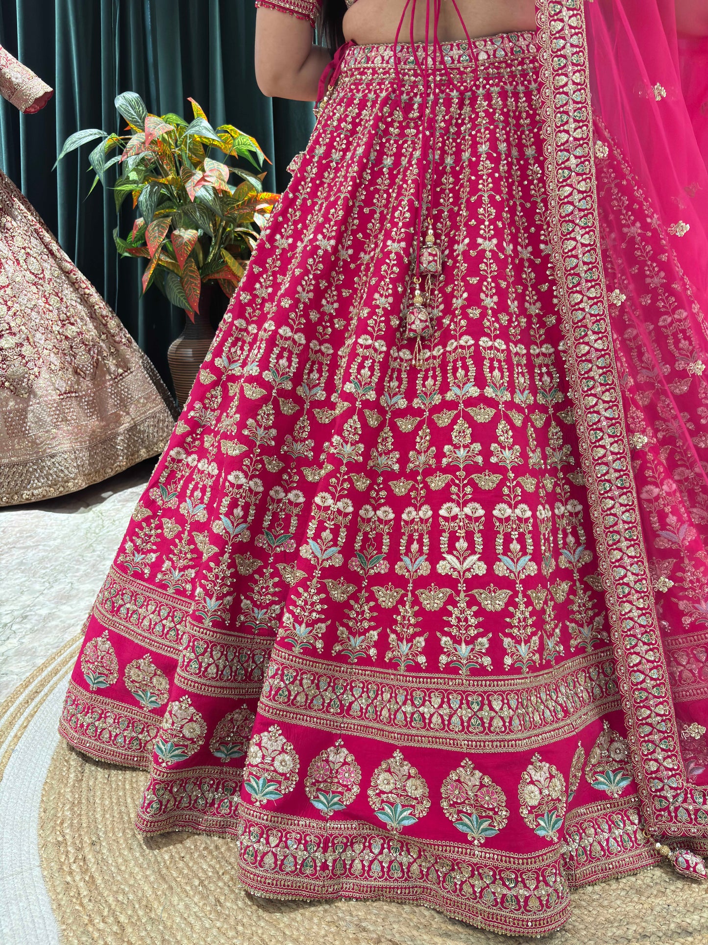 Grand Bridal Lehenga Gold Embroidery and Opulent Motif Work