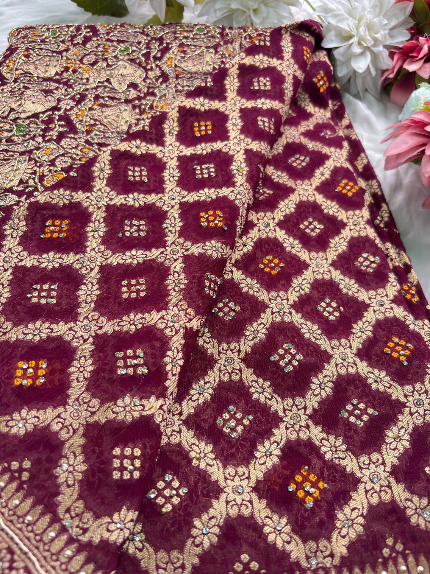 Saree with All-Over Shikargah Elephant & Royal Figurine Meenakari Weave