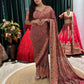 Maroon Printed Saree with Antique Zari Border & Matching Blouse