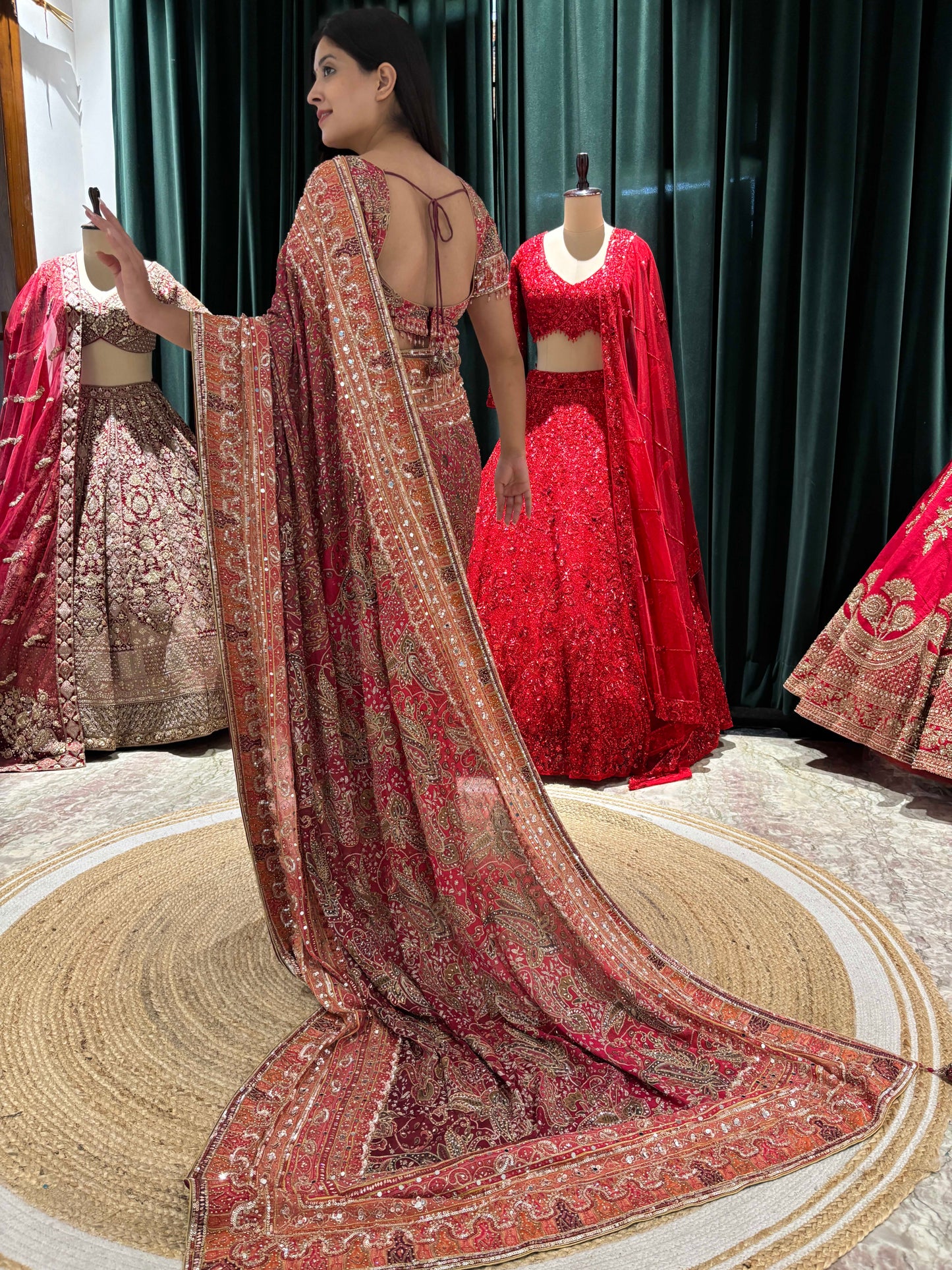 Maroon Printed Saree with Antique Zari Border & Matching Blouse