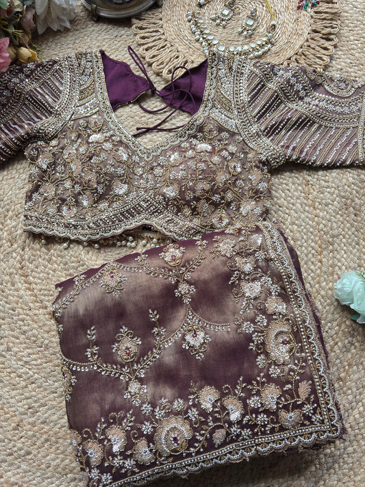 Designer Readymade Saree Blouse with Heavy Pearl & Sequin Embroidery