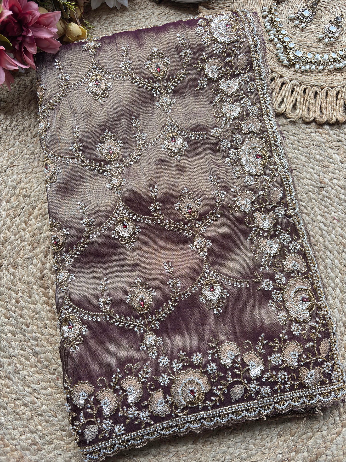 Designer Readymade Saree Blouse with Heavy Pearl & Sequin Embroidery