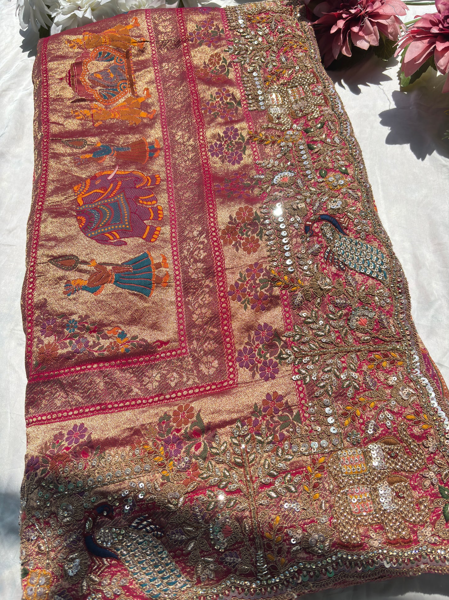 Royal Rani Grand Saree with Heavy Zari Work & Embroidered Border
