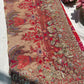 Designer Red Saree with Heavy Embroidered Peacock Border