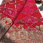 Designer Red Saree with Heavy Embroidered Peacock Border