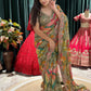 Regal Floral Embroidered Saree With Ornate Border Detailing