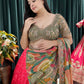 Regal Floral Embroidered Saree With Ornate Border Detailing