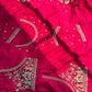 Designer Red Saree with Heavy Embroidered Peacock Border