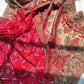 Designer Red Saree with Heavy Embroidered Peacock Border