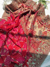 Designer Red Saree with Heavy Embroidered Peacock Border