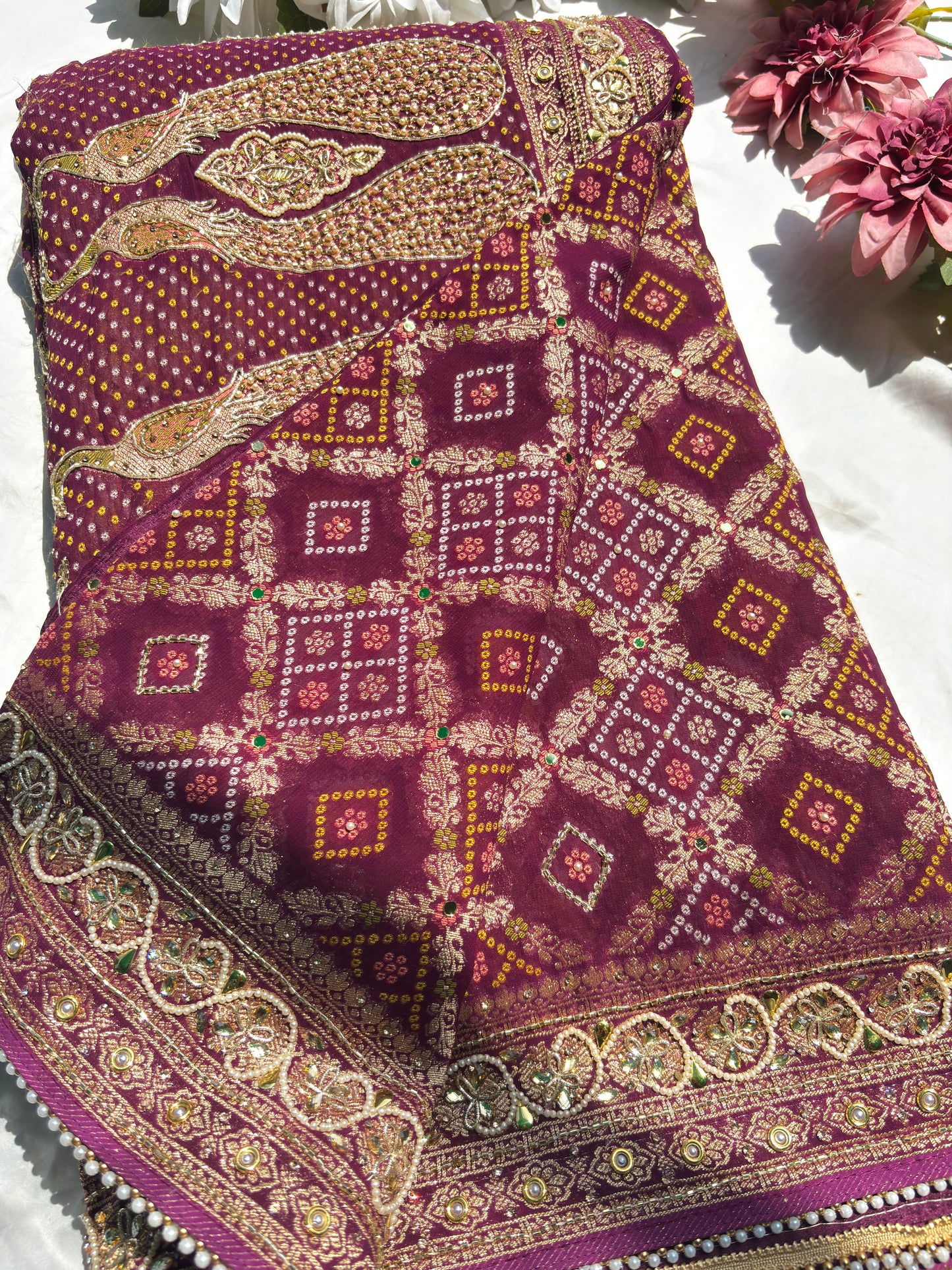 Elegant Wine Saree with Zari Work & Designer Border