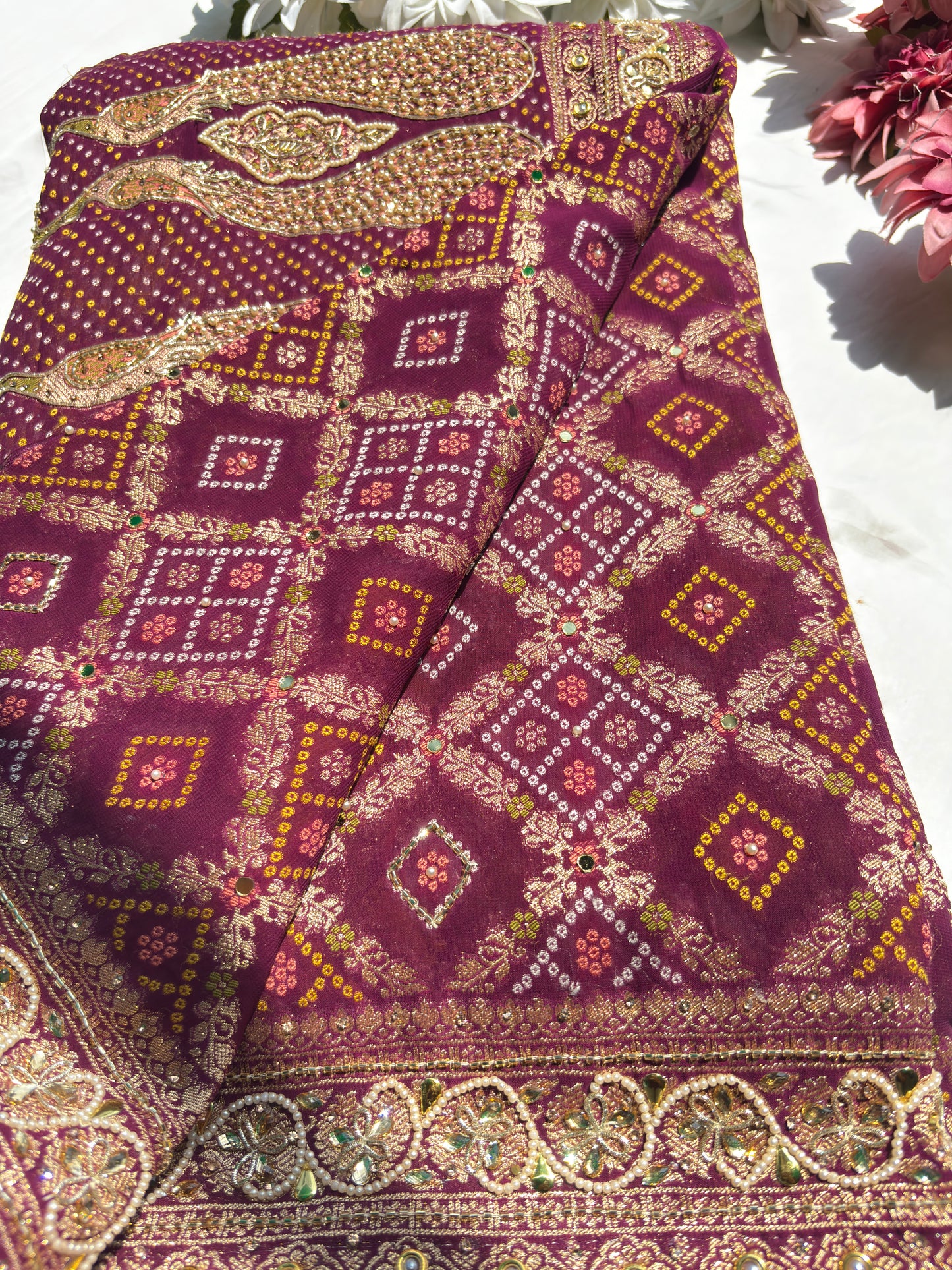 Elegant Wine Saree with Zari Work & Designer Border