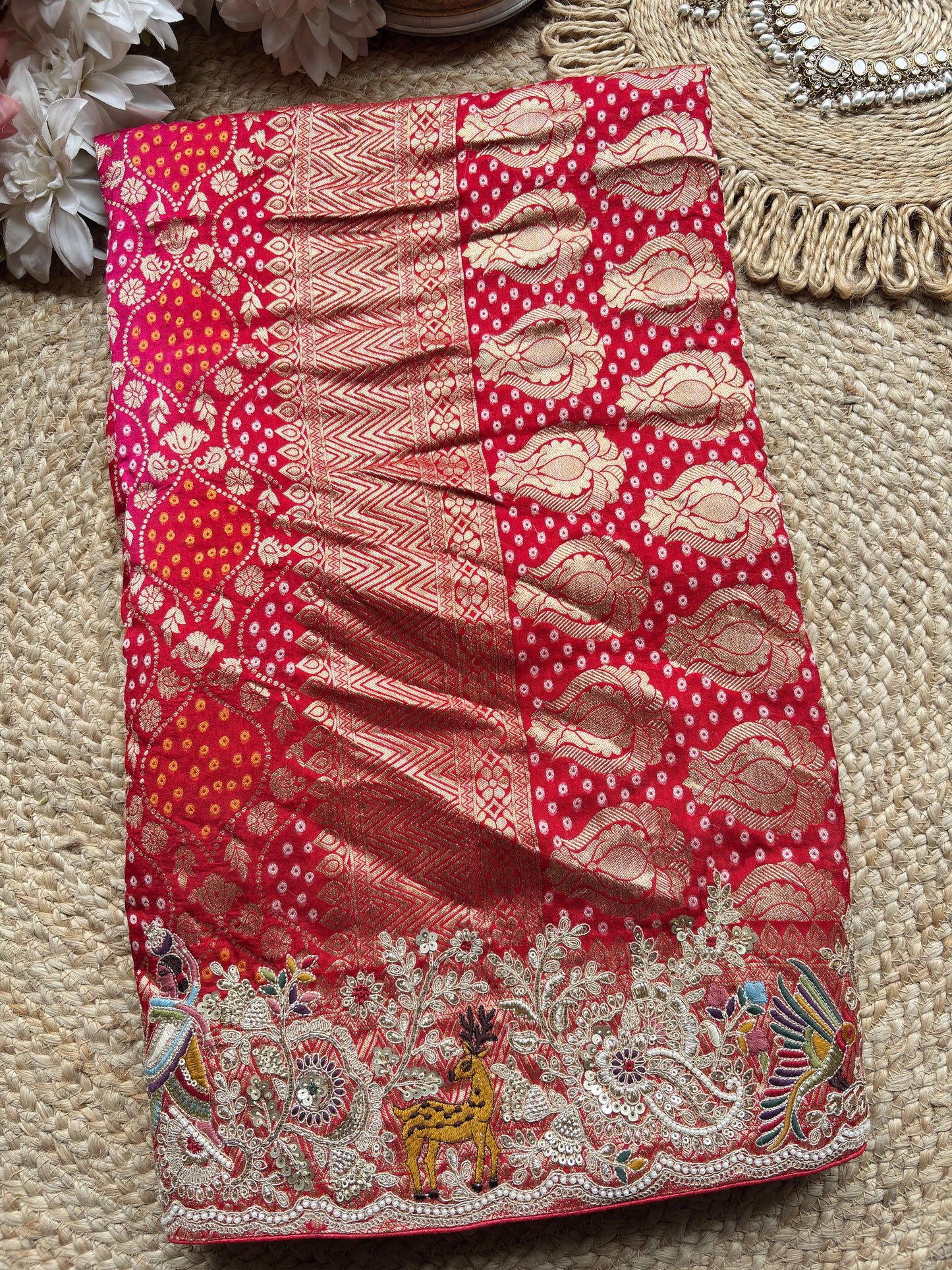 Designer Readymade Saree Blouse with Banarasi Silk Saree