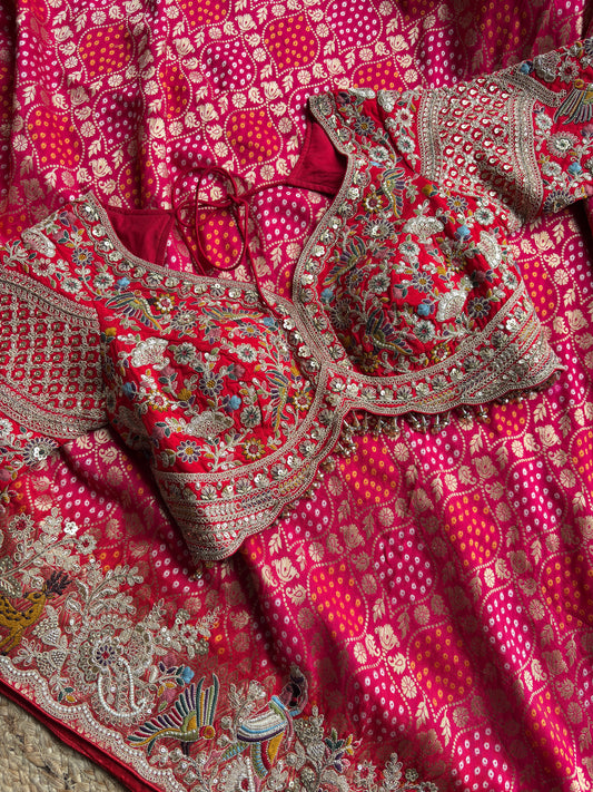 Designer Readymade Saree Blouse with Banarasi Silk Saree