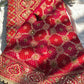 Bridal Red Dseigner Saree with Heavy Embroidery & Pearl Border