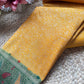 Mustard Yellow Banarasi Kanchipuram Silk Saree with Green Zari Border