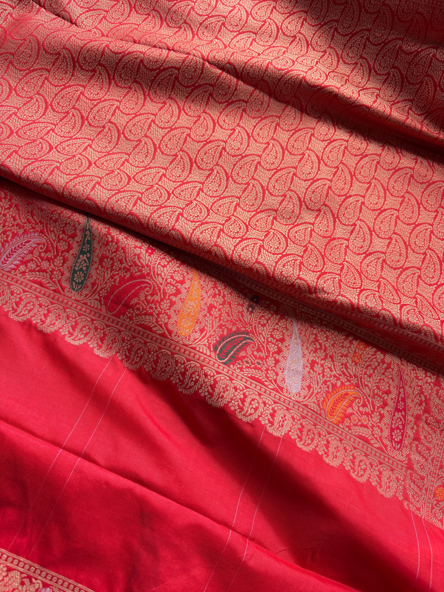Navy Blue Banarasi Kanchipuram Silk Saree with Green Zari Border