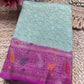Sky Blue Banarasi Kanchipuram Silk Saree with Green Zari Border