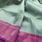 Sky Blue Banarasi Kanchipuram Silk Saree with Green Zari Border
