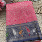 Pink Banarasi Kanchipuram Silk Saree with Green Zari Border