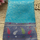 Turquoise Banarasi Kanchipuram Silk Saree with Green Zari Border