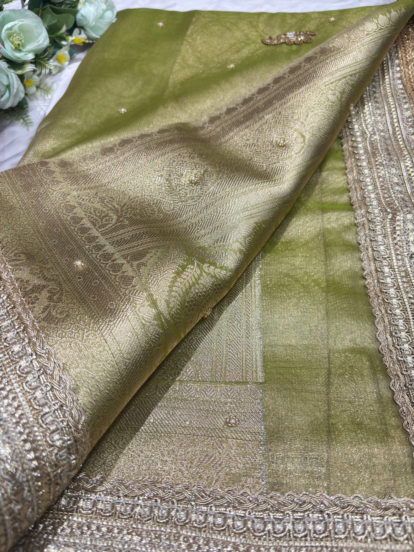 Green Colour Gajraj Maharani Saree With zari border
