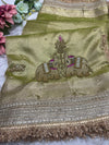 Green Colour Gajraj Maharani Saree With zari border