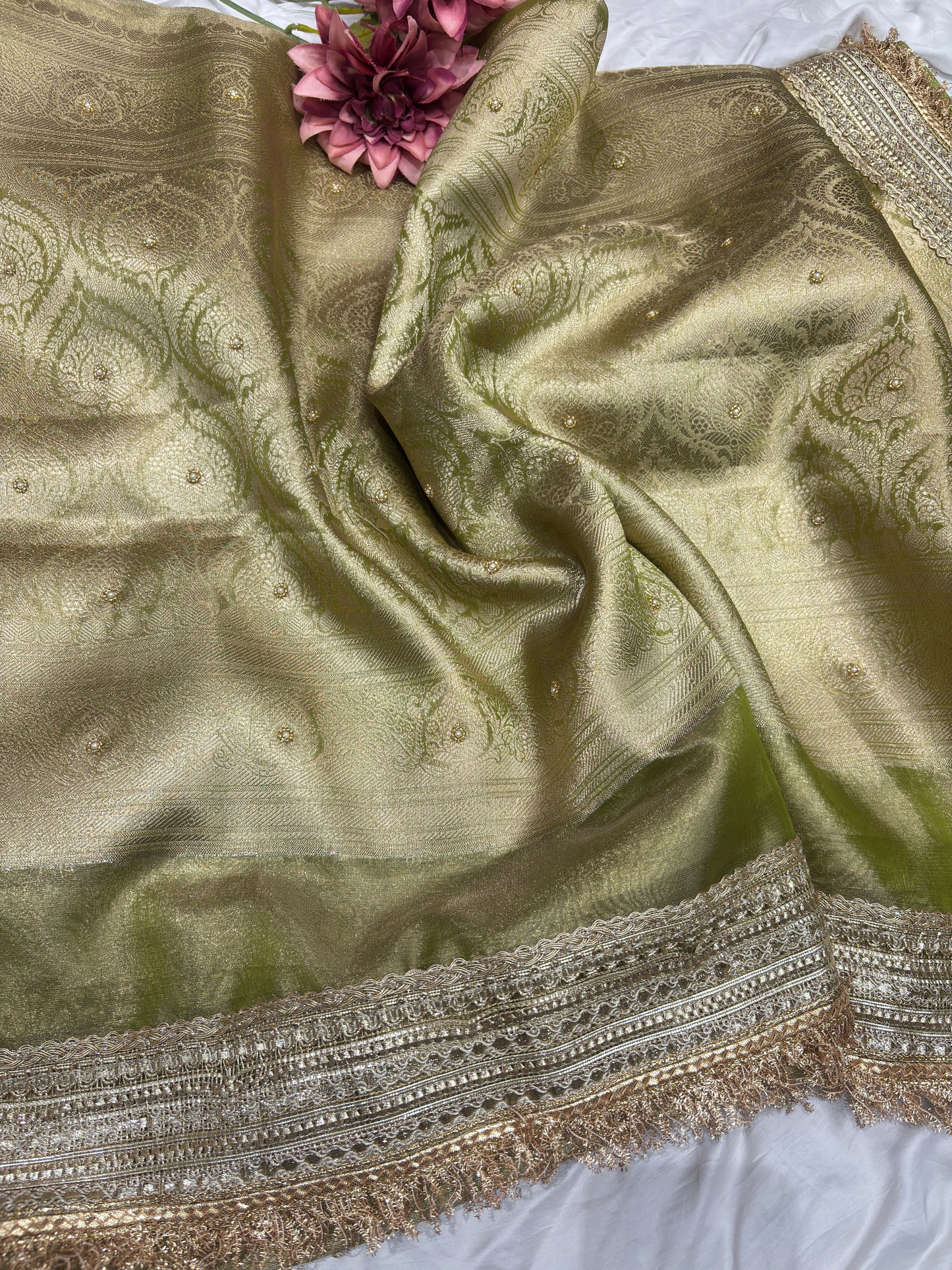 Green Colour Gajraj Maharani Saree With zari border